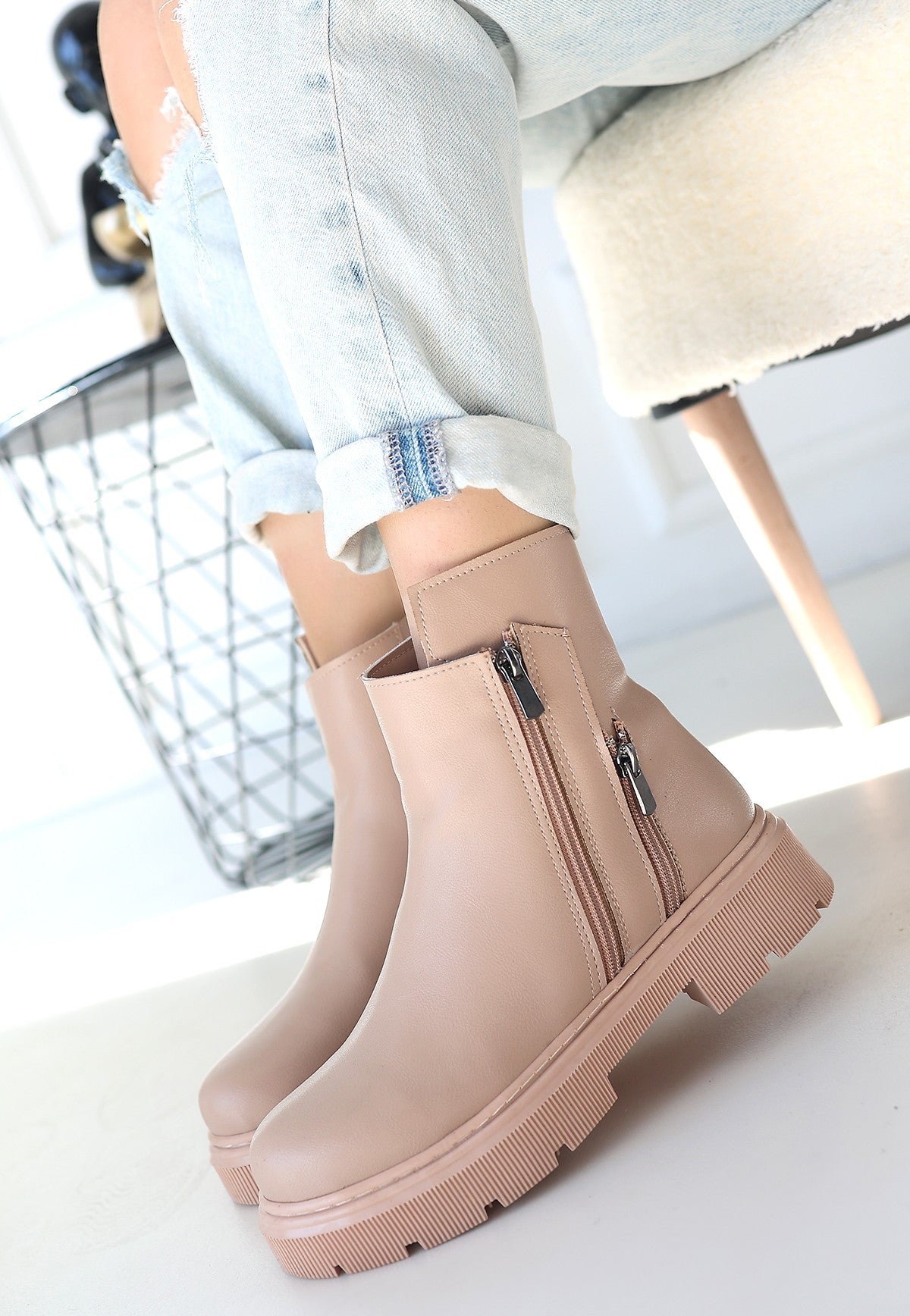 Women's Nude Skin Zipper Accessory Boots - STREETMODE ™