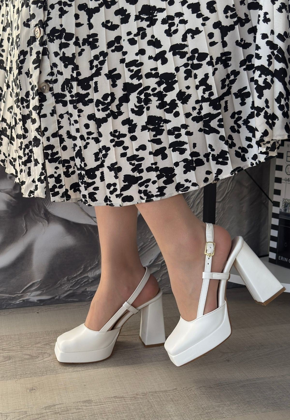 Women's White Leather High Heel Shoes - STREETMODE ™