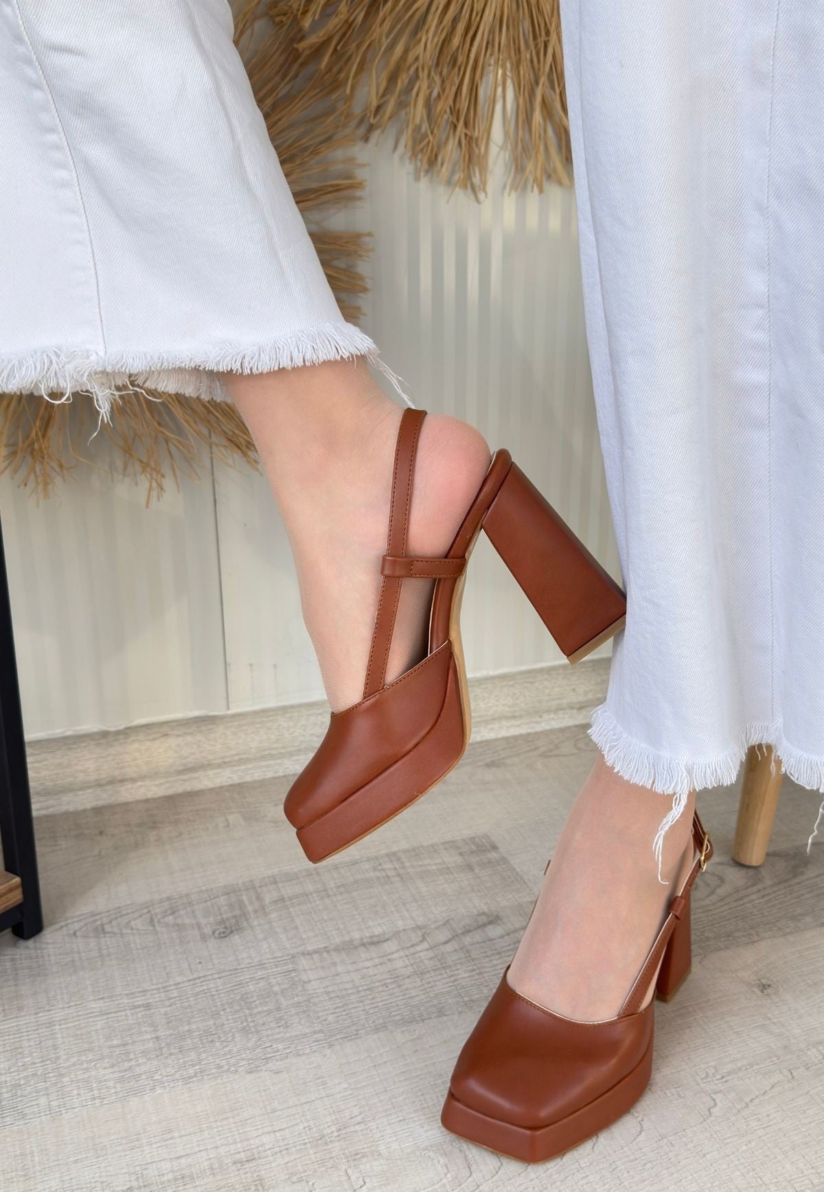 Women's Brown Leather High Heel Shoes - STREETMODE ™