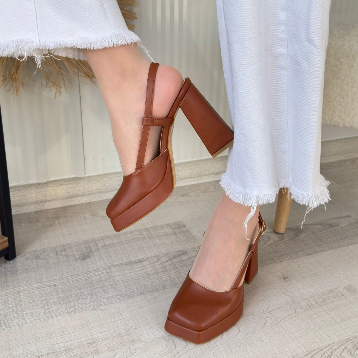 Women's Brown Leather High Heel Shoes - STREETMODE ™