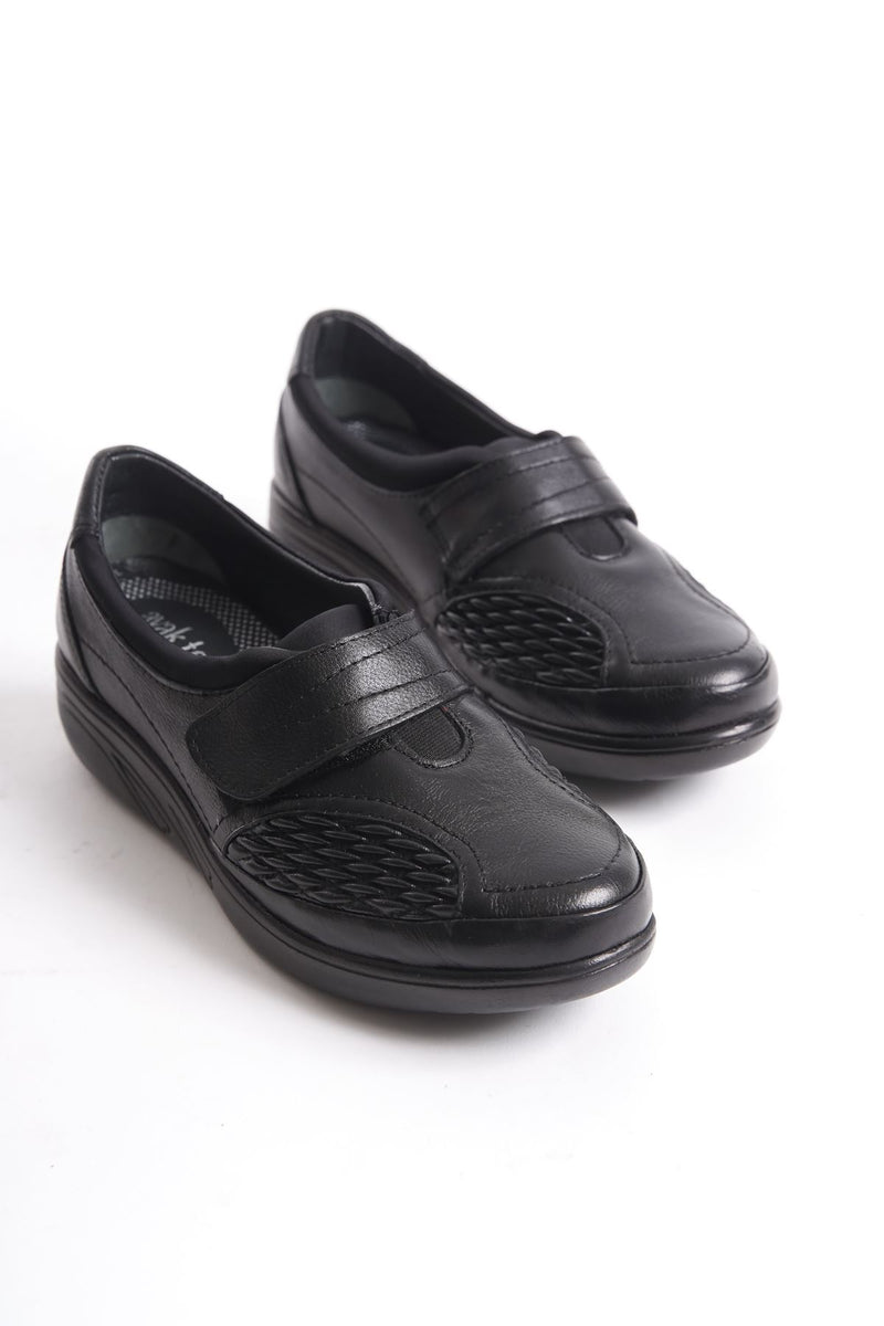 Women's Genuine Leather Full Orthopedic Black Velcro - STREETMODE ™