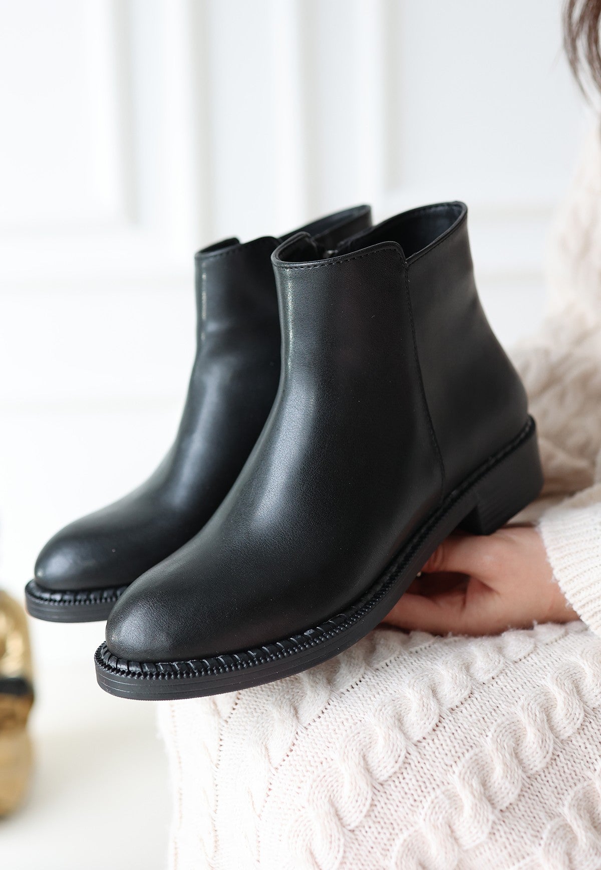 Women's Black Leather High Heel Boots - STREETMODE ™