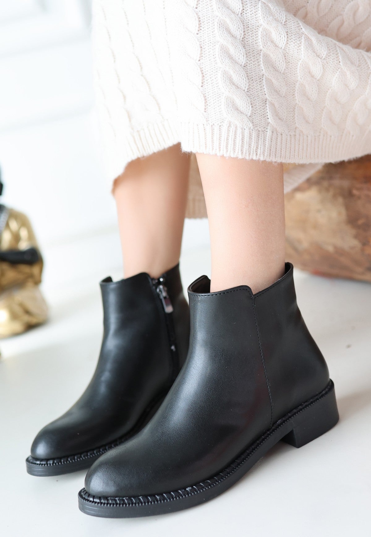 Women's Black Leather High Heel Boots - STREETMODE ™