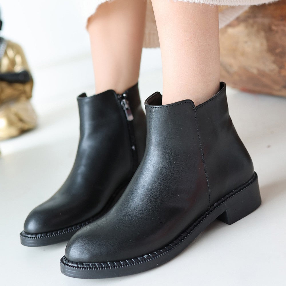Women's Black Leather High Heel Boots - STREETMODE ™