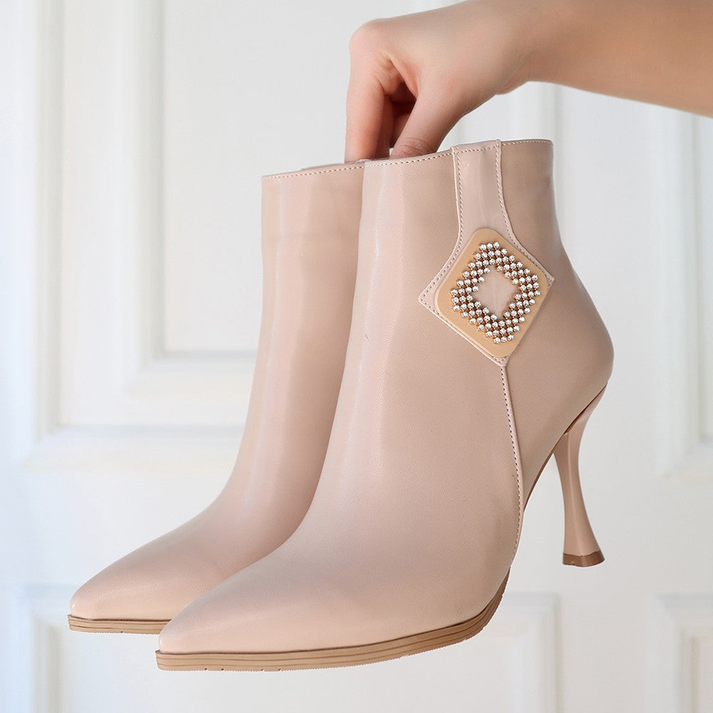 Women's Nude Skin Heeled Boots - STREETMODE ™