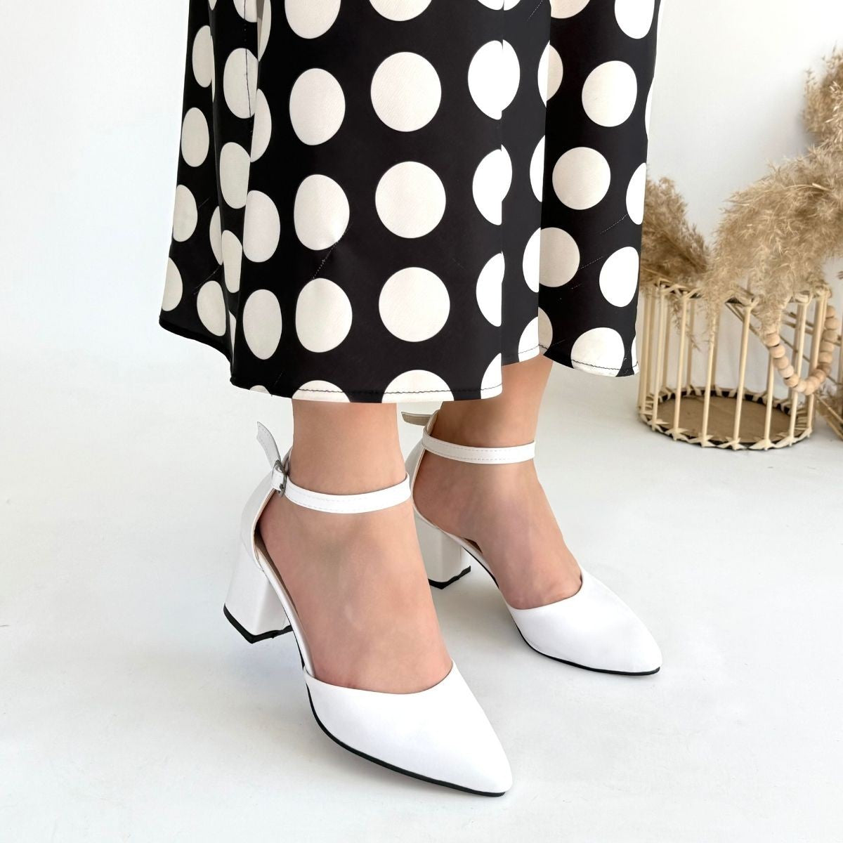 Women's White Leather High Heel Shoes - STREETMODE ™