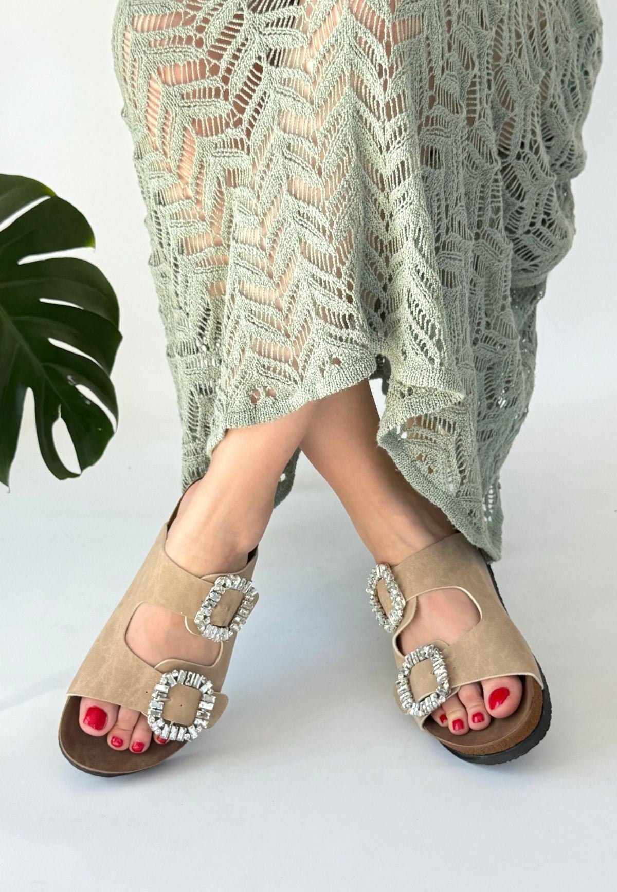 Women's Beige Nubuck Slippers - STREETMODE ™