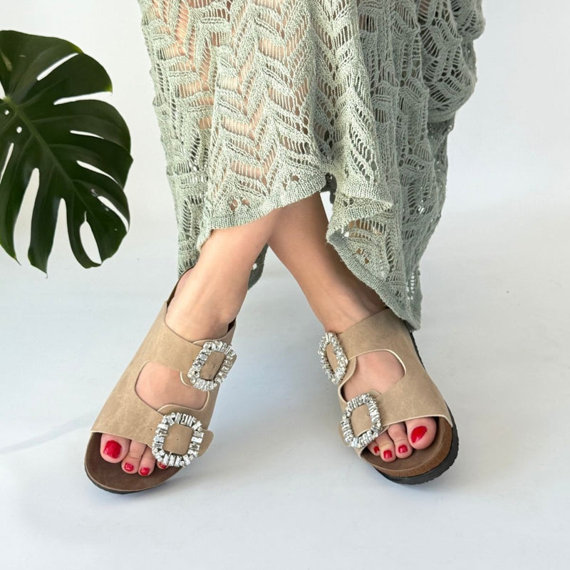 Women's Beige Nubuck Slippers - STREETMODE ™