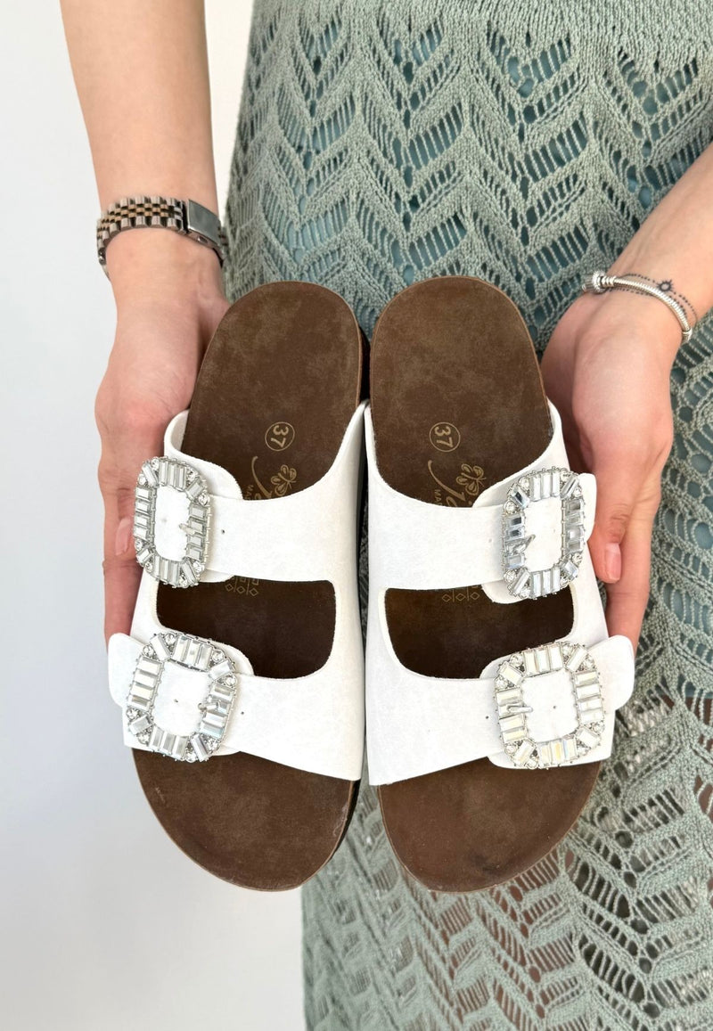 Women's White Nubuck Slippers - STREETMODE ™