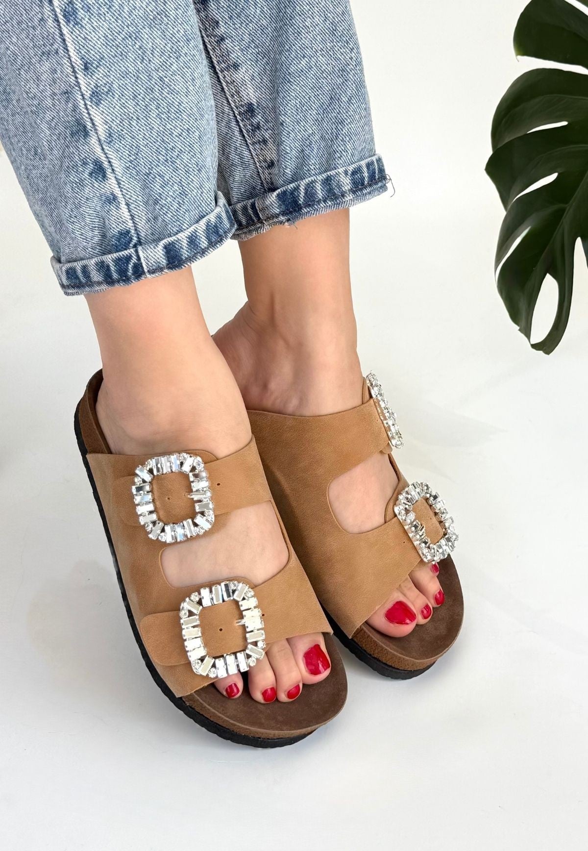 Women's Camel Nubuck Slippers - STREETMODE ™
