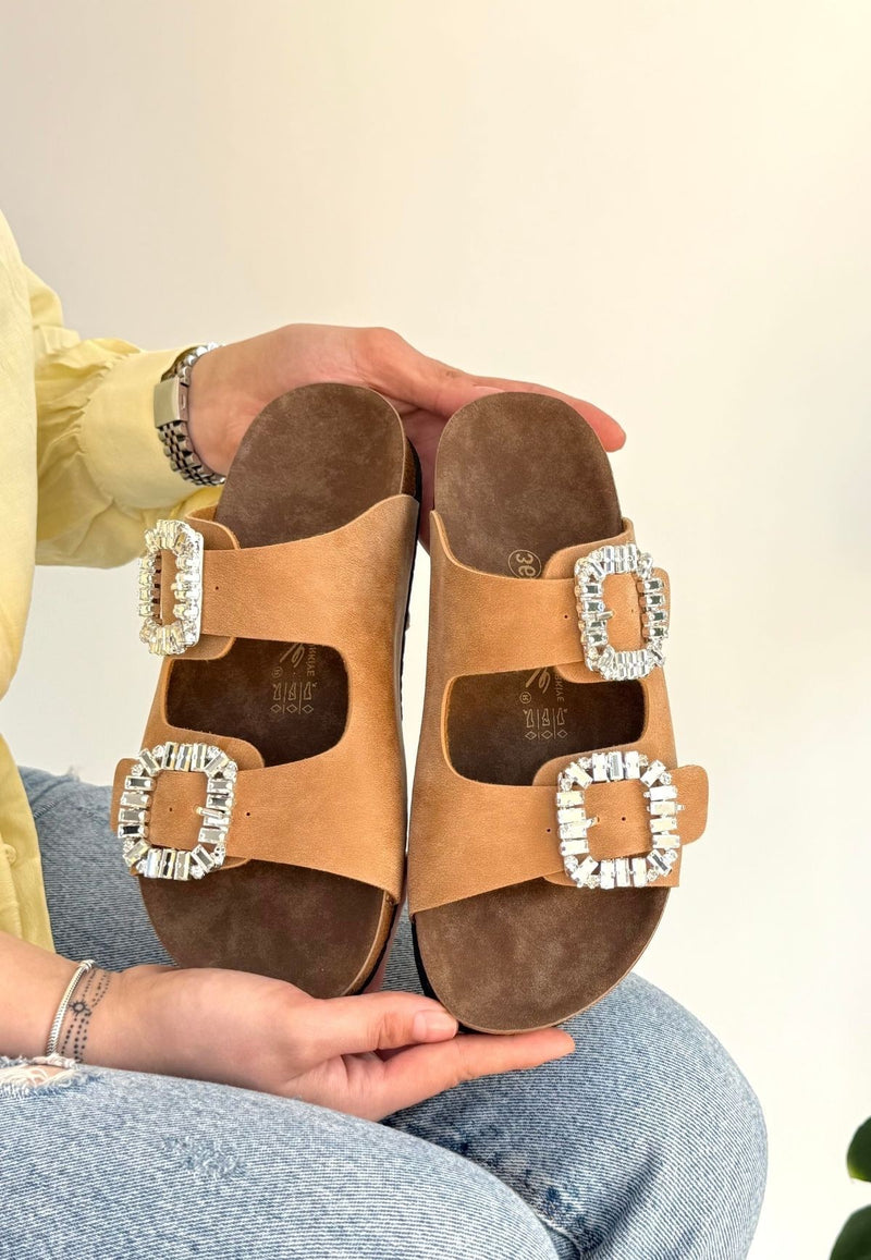 Women's Camel Nubuck Slippers - STREETMODE ™
