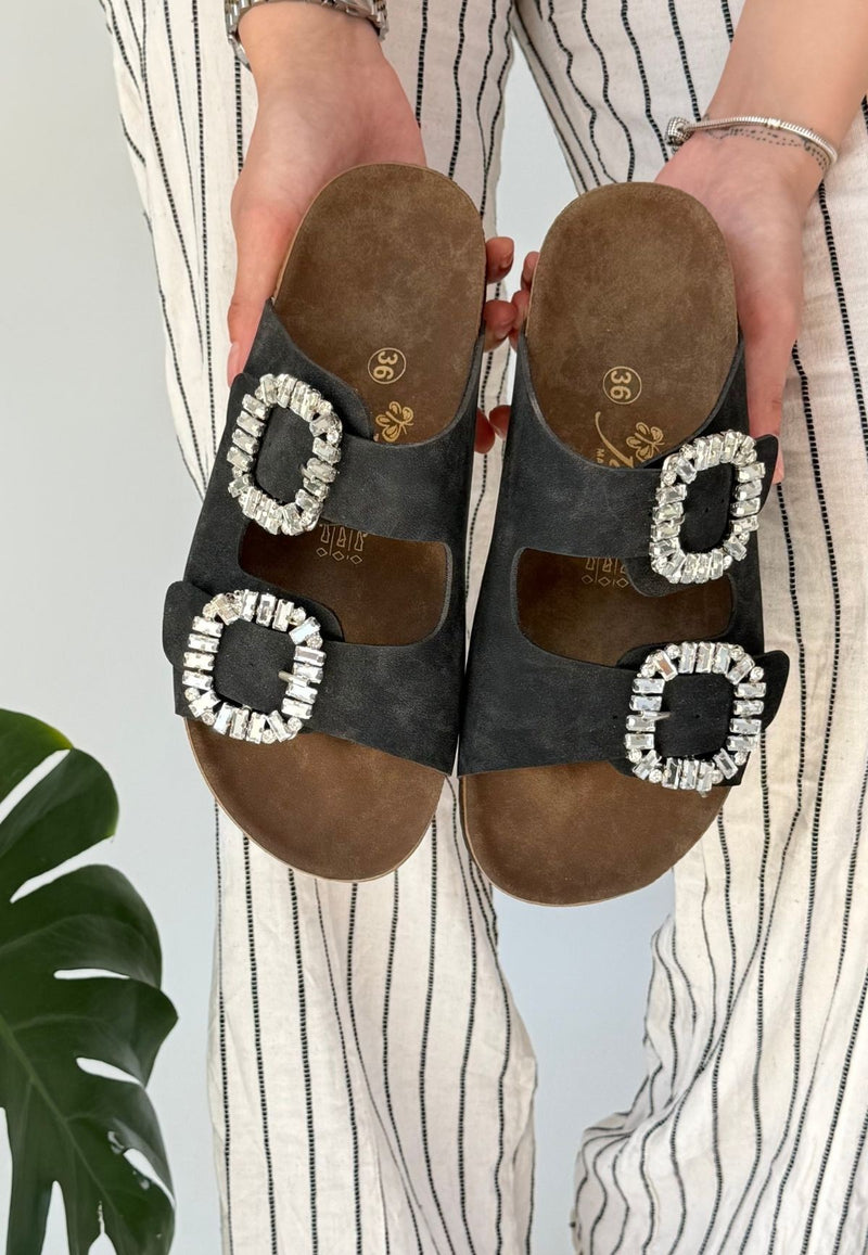 Women's Black Nubuck Slippers - STREETMODE ™