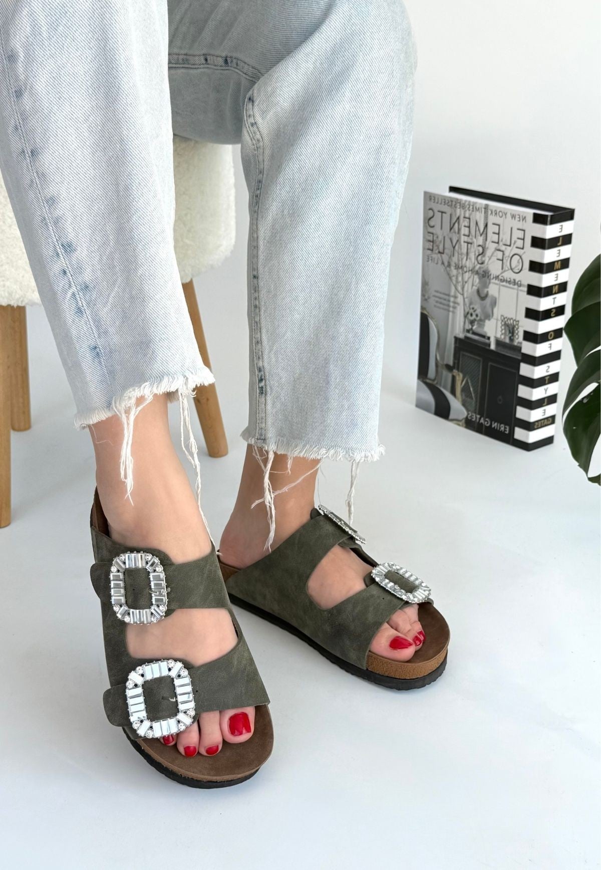 Women's Green Nubuck Slippers - STREETMODE ™