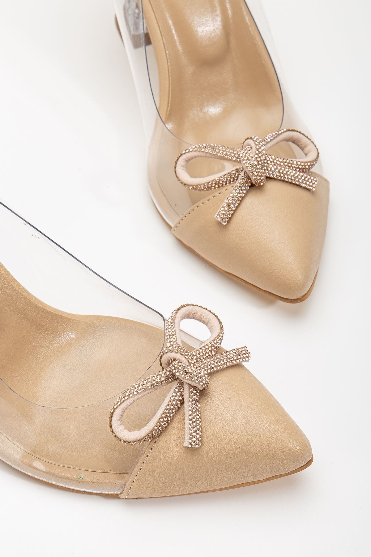 Women's Nude Stiletto Stone Skin Transparent Heeled Shoes - STREETMODE ™