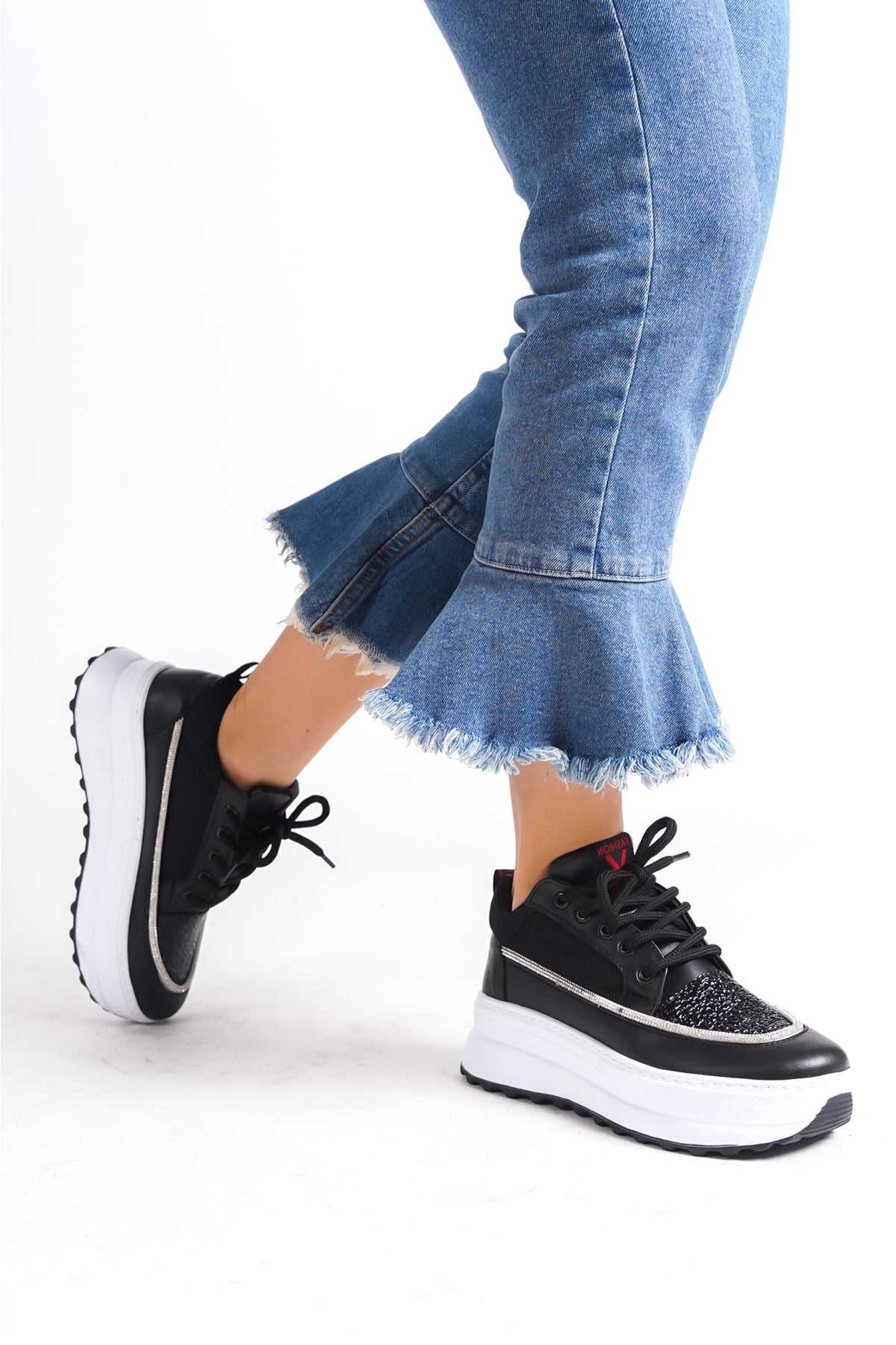 Oneo Black White Women's Sneakers Shoes