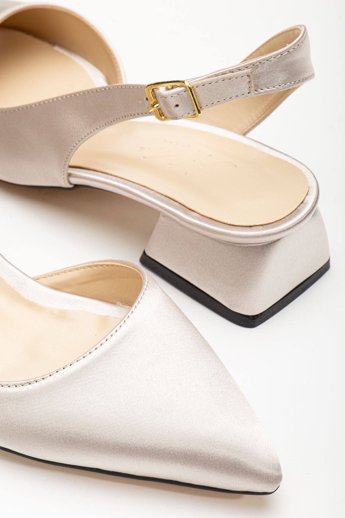 Ossie Beige Satin Women's High Heeled Shoes - STREETMODE ™