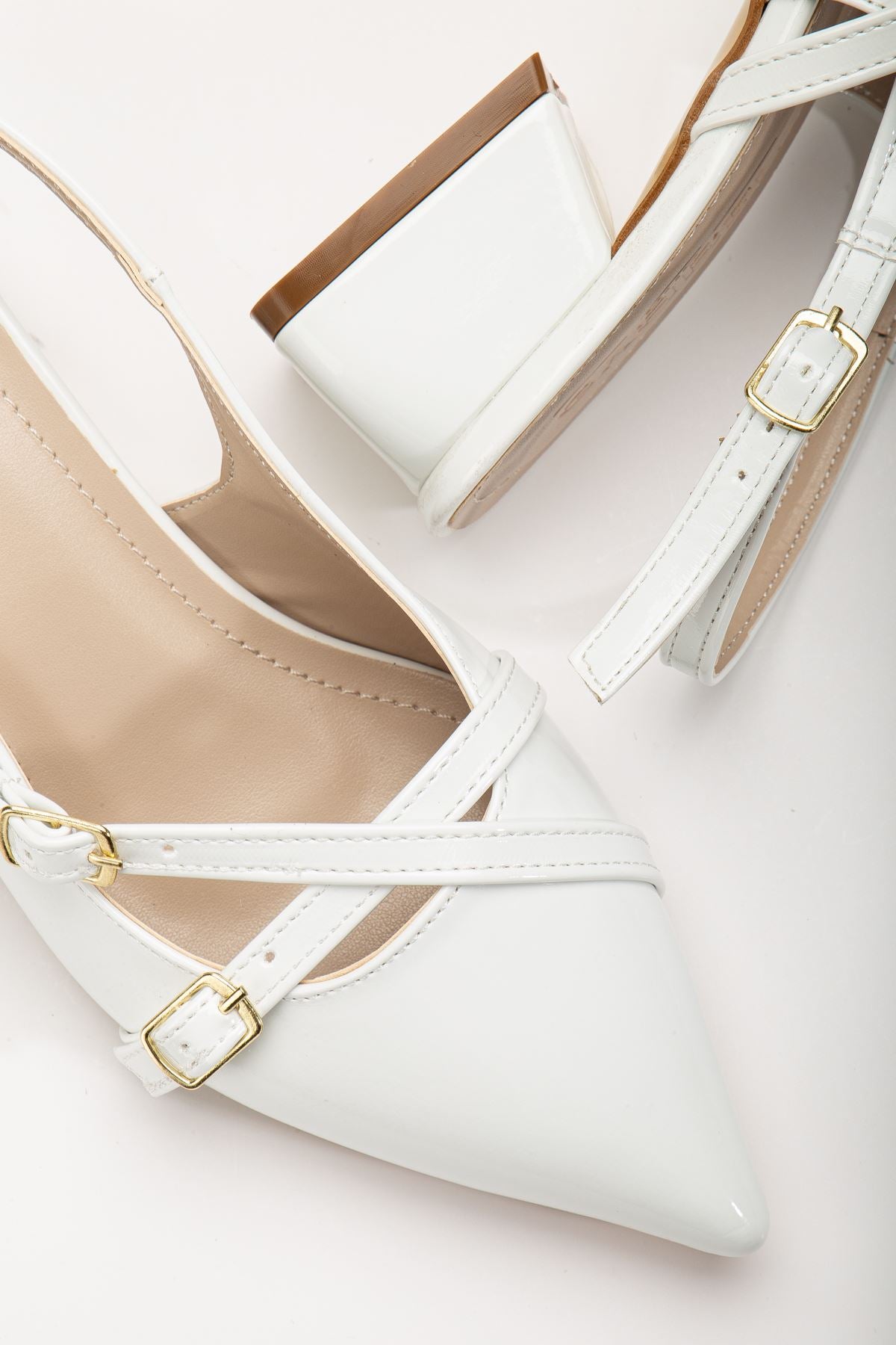 Pary White Patent Leather Women's Heeled Shoes - STREETMODE ™