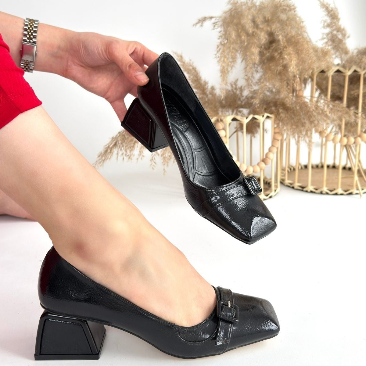 Women's Black Patent Leather High Heel Shoes - STREETMODE ™