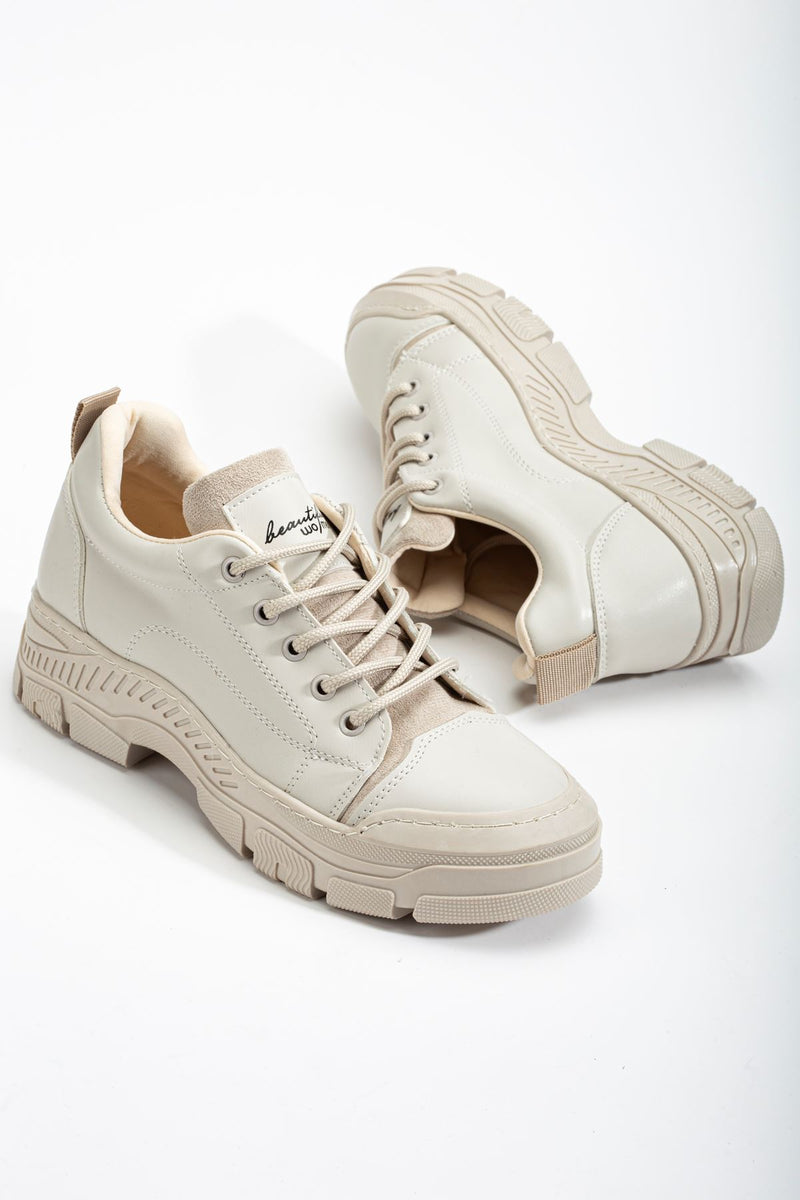 Beige Women's Sneakers Casual Shoes - STREETMODE ™