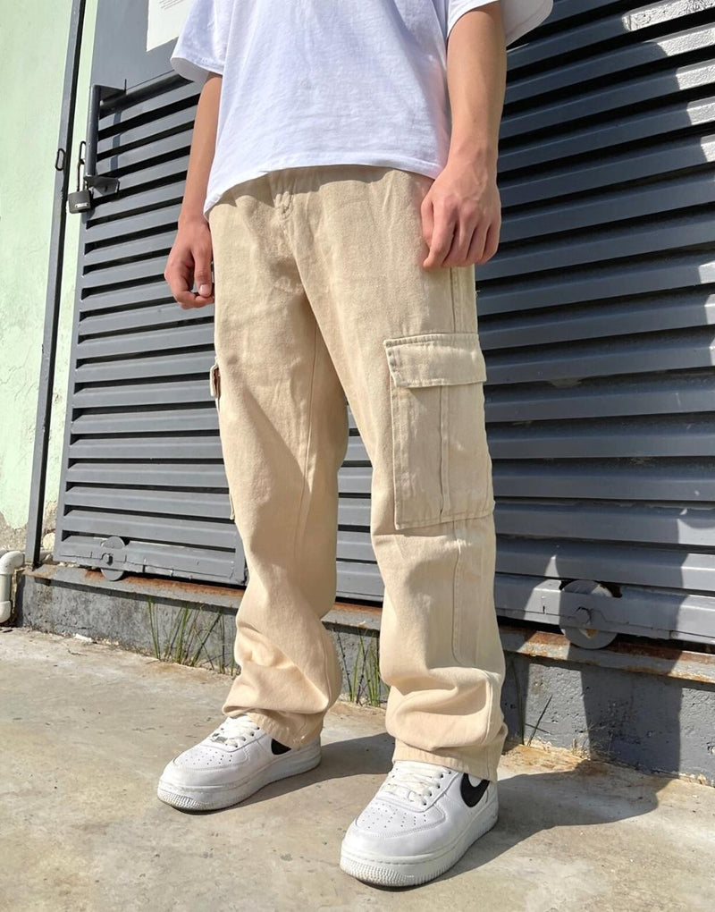Men's Premium Baggy Cargo Pants Beige - STREET MODE ™