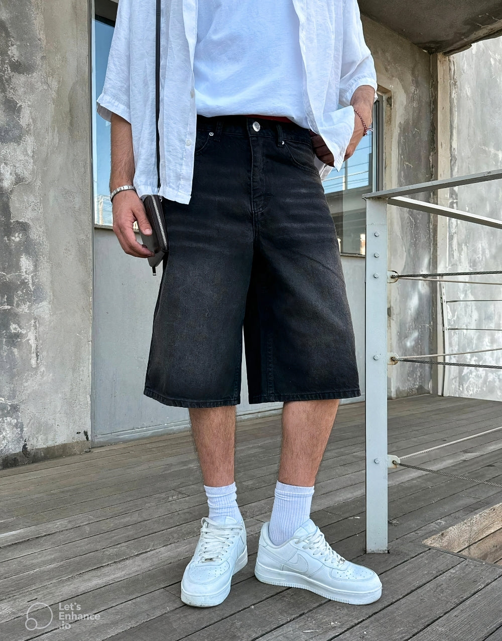 Men's Premium Baggy Long Distressed Denim Shorts