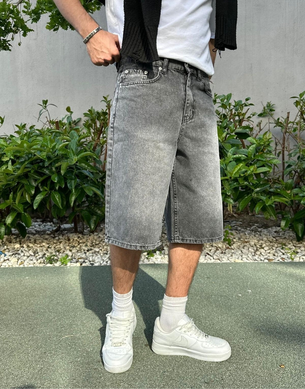 Men's Premium Baggy Long Distressed Denim Shorts