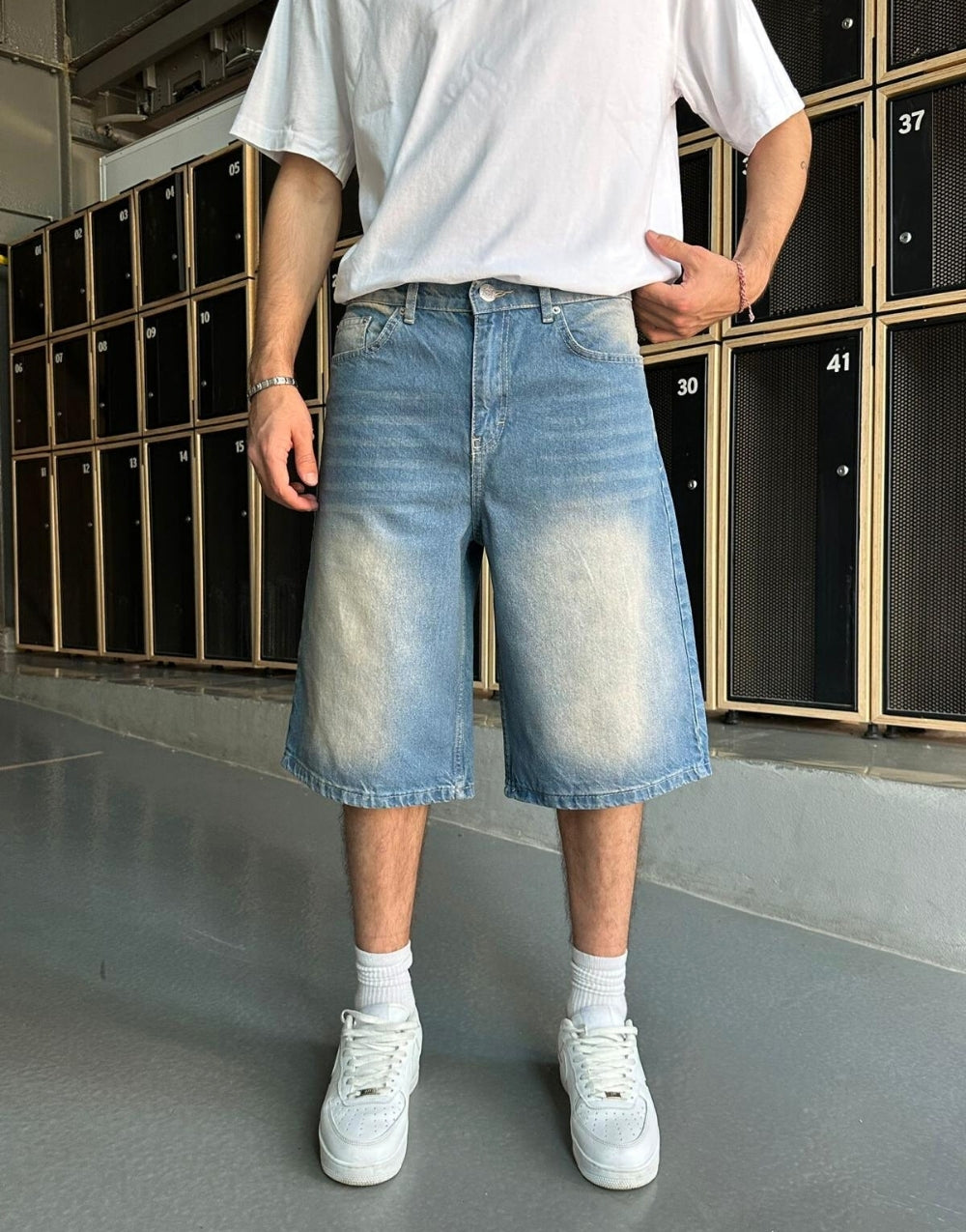 Men's Premium Baggy Long Distressed Denim Shorts