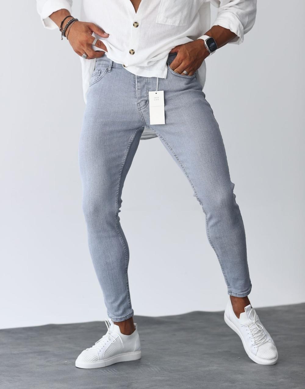 Premium Slim Fit Ice Gray Men's Jeans - STREETMODE ™