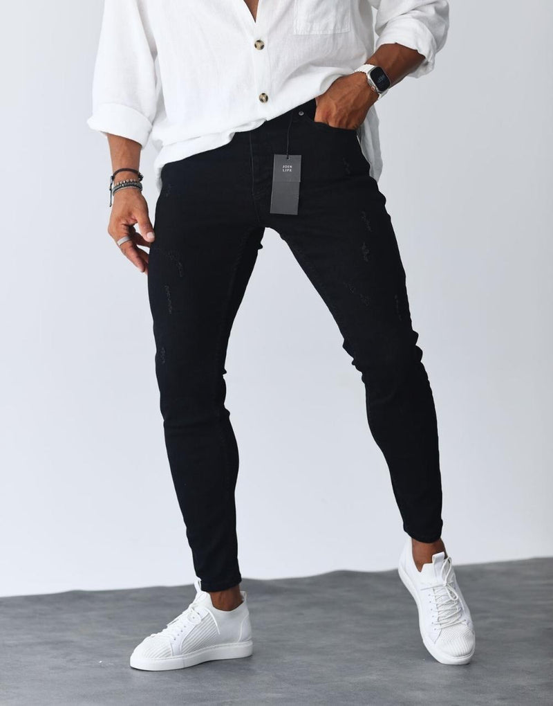 Premium Slim Fit Straight Black Men's Jeans - STREETMODE ™