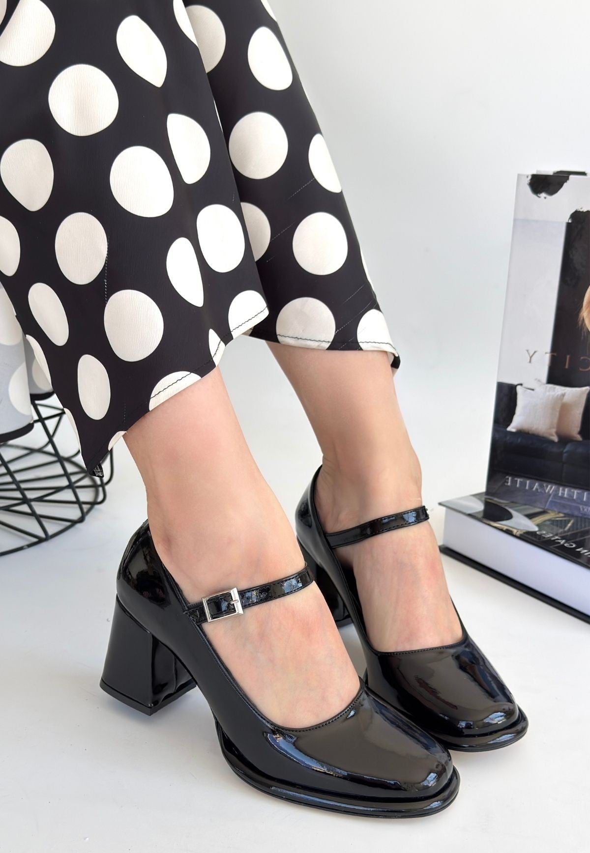 Women's Black Patent Leather High Heel Shoes - STREETMODE ™