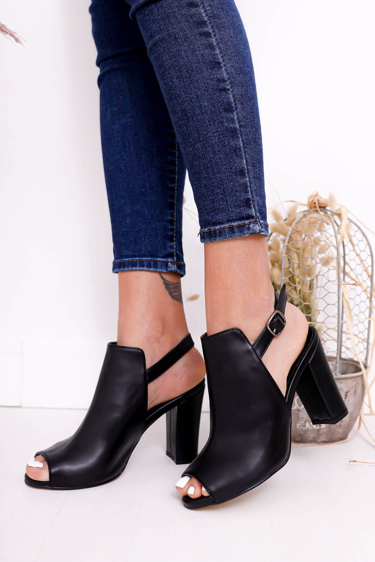 Women's Quinn Heels Black Skin Shoes - STREET MODE ™
