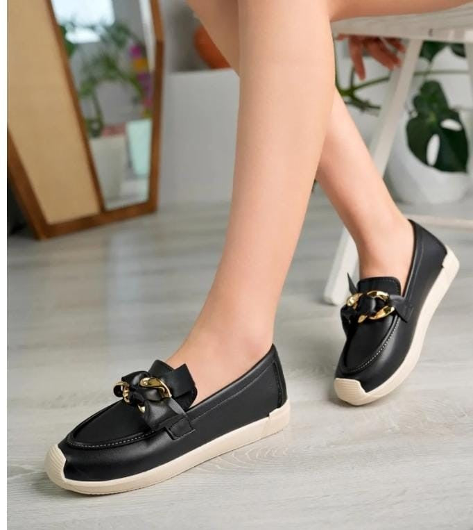 Women's Riwan Black Skin Ballerina Shoes - STREETMODE ™