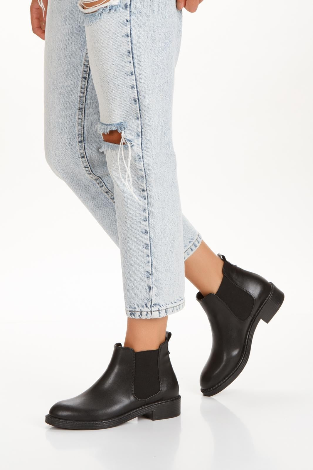 Women's Black Leather High Heel Boots - STREETMODE ™