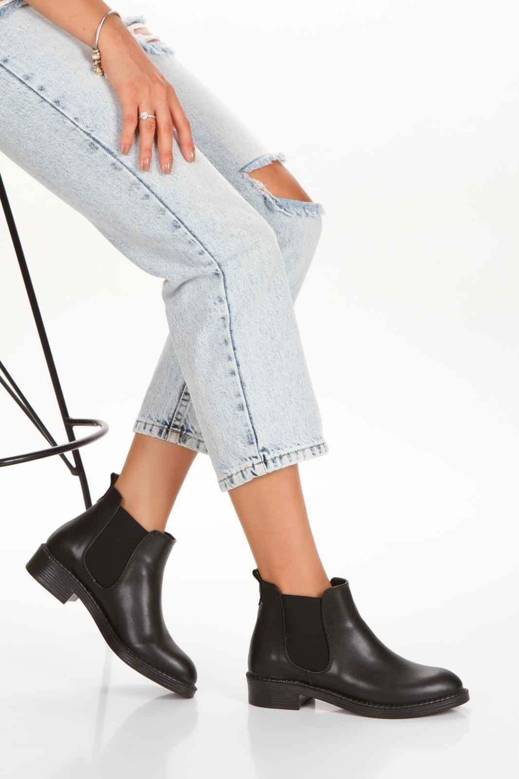 Women's Black Leather High Heel Boots - STREETMODE ™