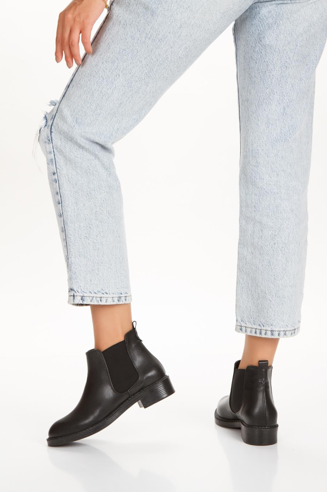 Women's Black Leather High Heel Boots - STREETMODE ™