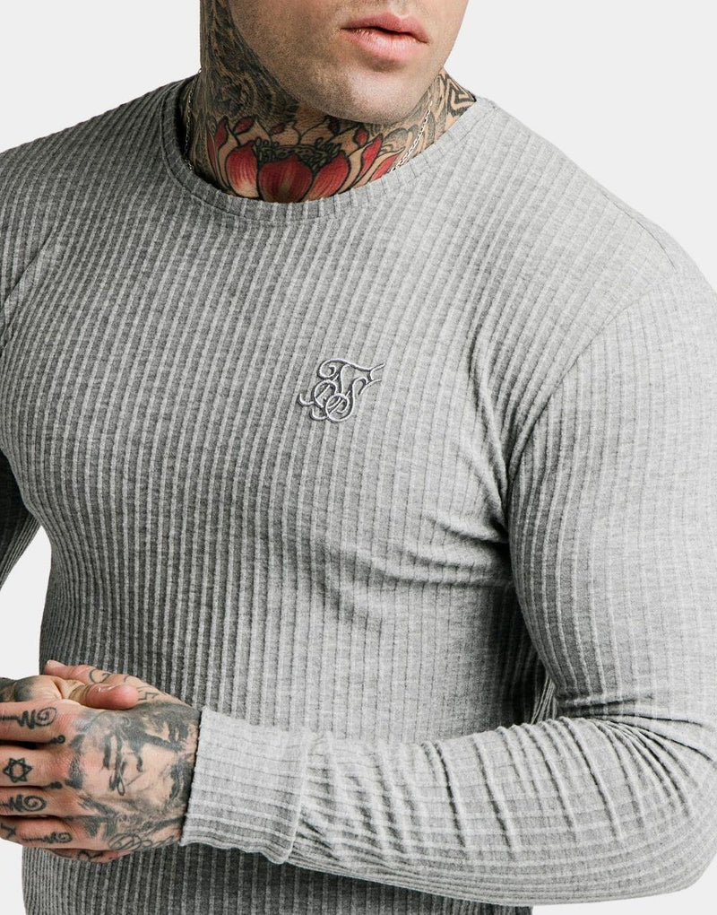 SikSilk Brushed Knit Men's Jumper Gray - STREETMODE ™