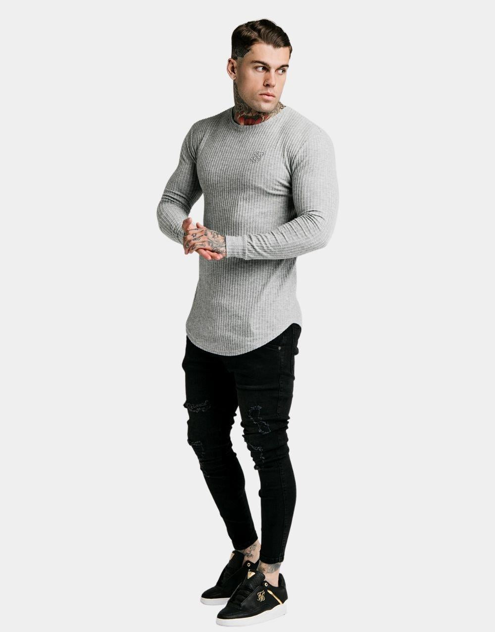SikSilk Brushed Knit Men's Jumper Gray - STREETMODE ™