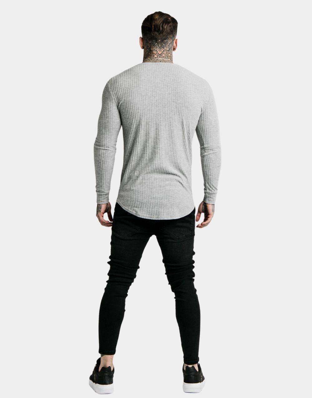 SikSilk Brushed Knit Men's Jumper Gray - STREETMODE ™