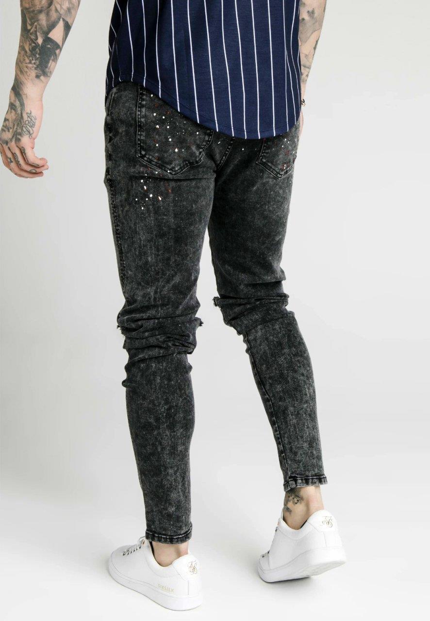 SikSilk Bust Knee Men's Jeans Black - STREETMODE ™