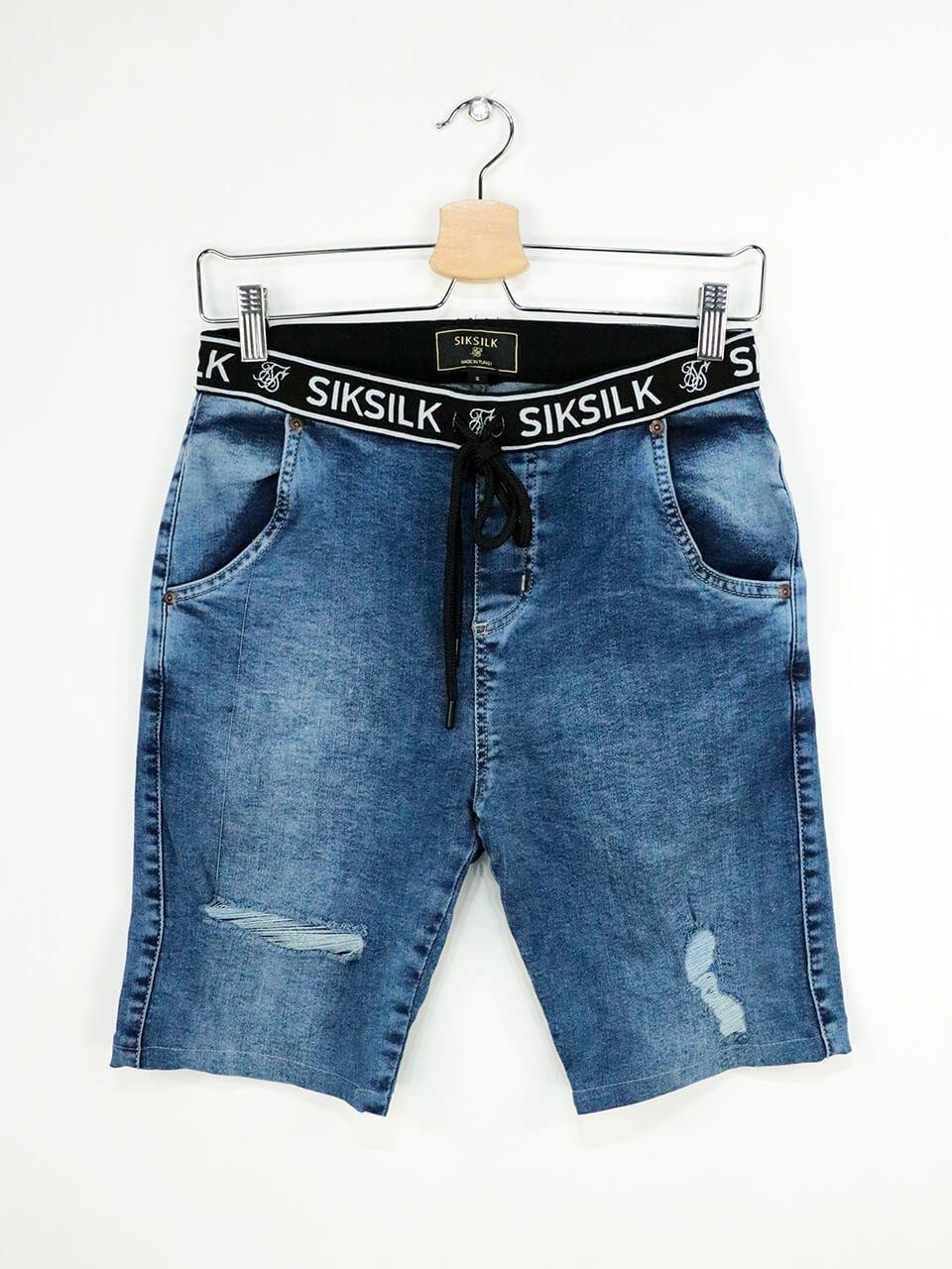 SikSilk Elastic Men's Denim Shorts Blue - STREETMODE ™