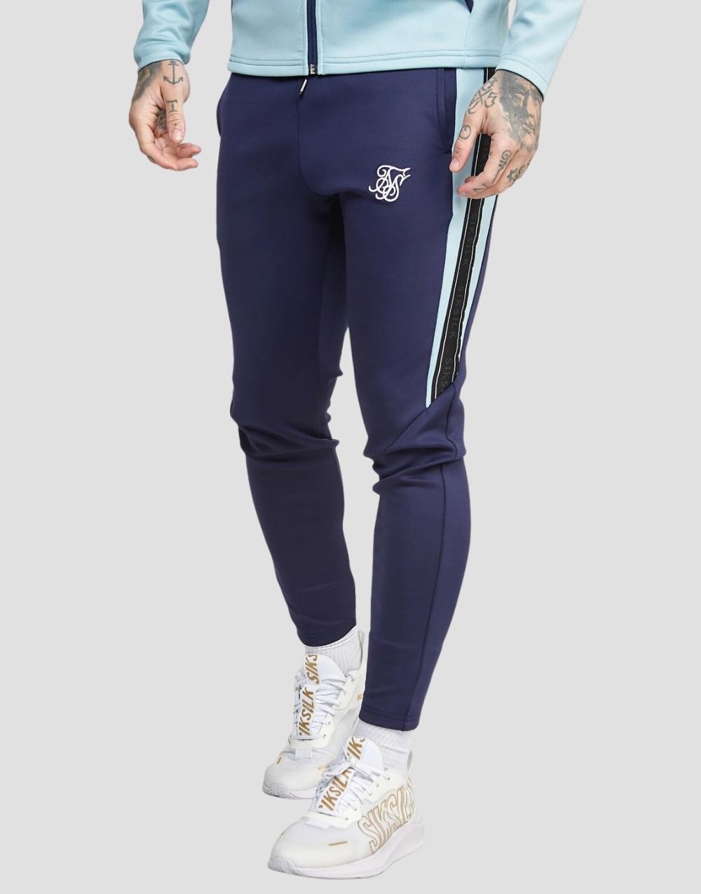 SikSilk Through Track Pants Men's Jogger Blue Tracksuit - STREETMODE ™