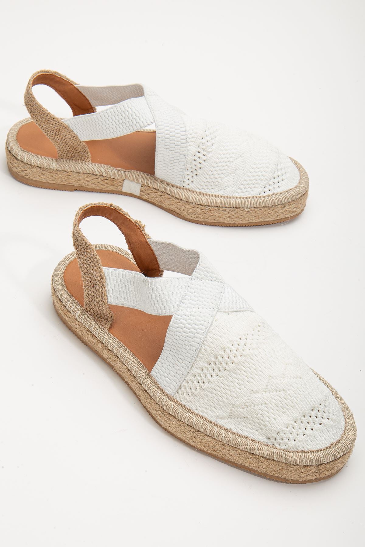 Women's Sirena White Knitwear Wicker Detailed Espadrille - STREETMODE ™