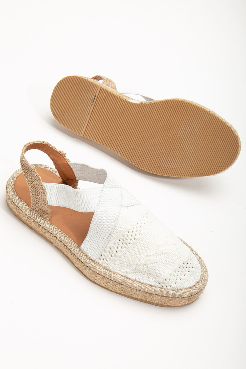 Women's Sirena White Knitwear Wicker Detailed Espadrille - STREETMODE ™