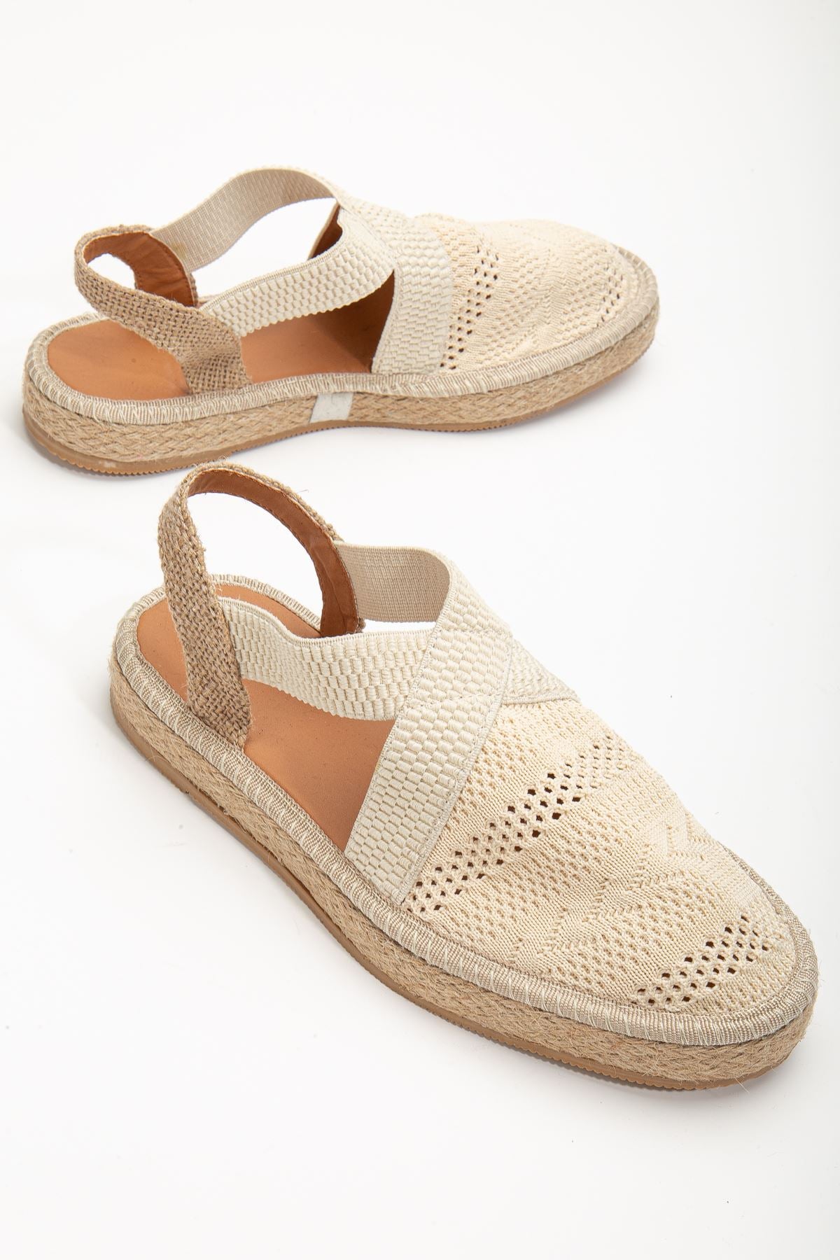 Women's Sirena Cream Knitwear Wicker Detailed Espadrille - STREETMODE ™