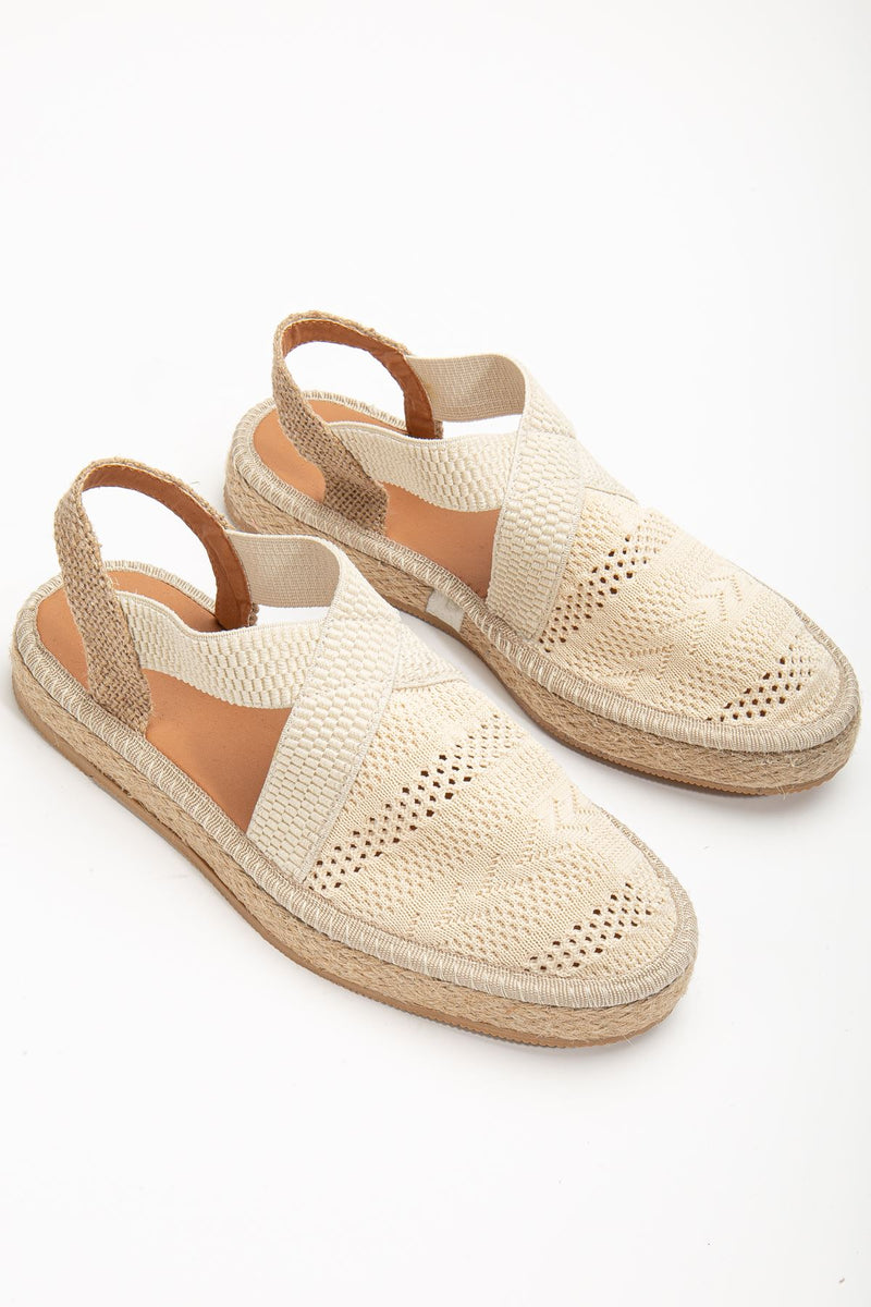 Women's Sirena Cream Knitwear Wicker Detailed Espadrille - STREETMODE ™