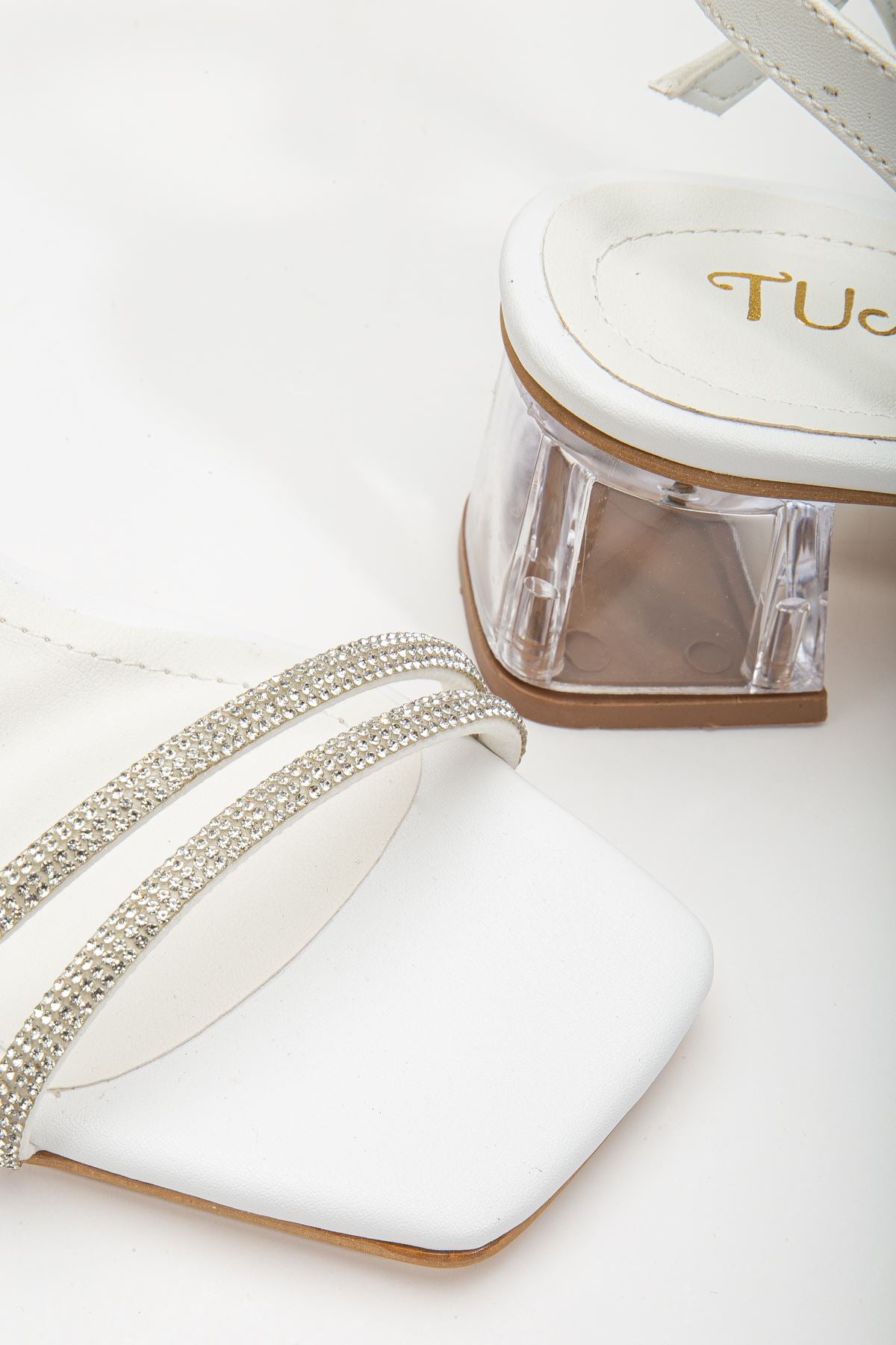 Women's Siska White Stone Skin Low Heeled Shoes - STREETMODE ™