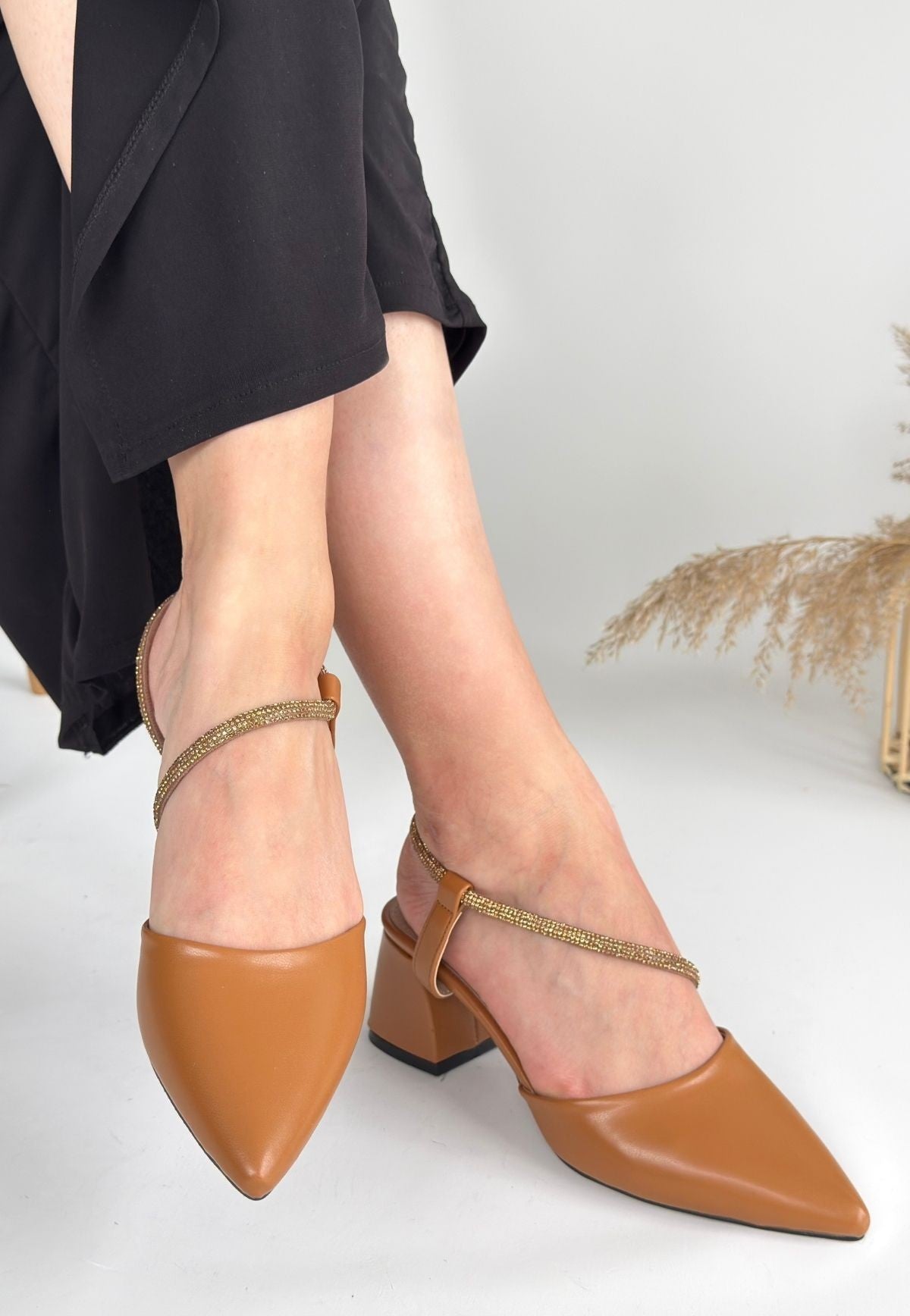 Women's Brown Leather High Heel Shoes - STREETMODE ™