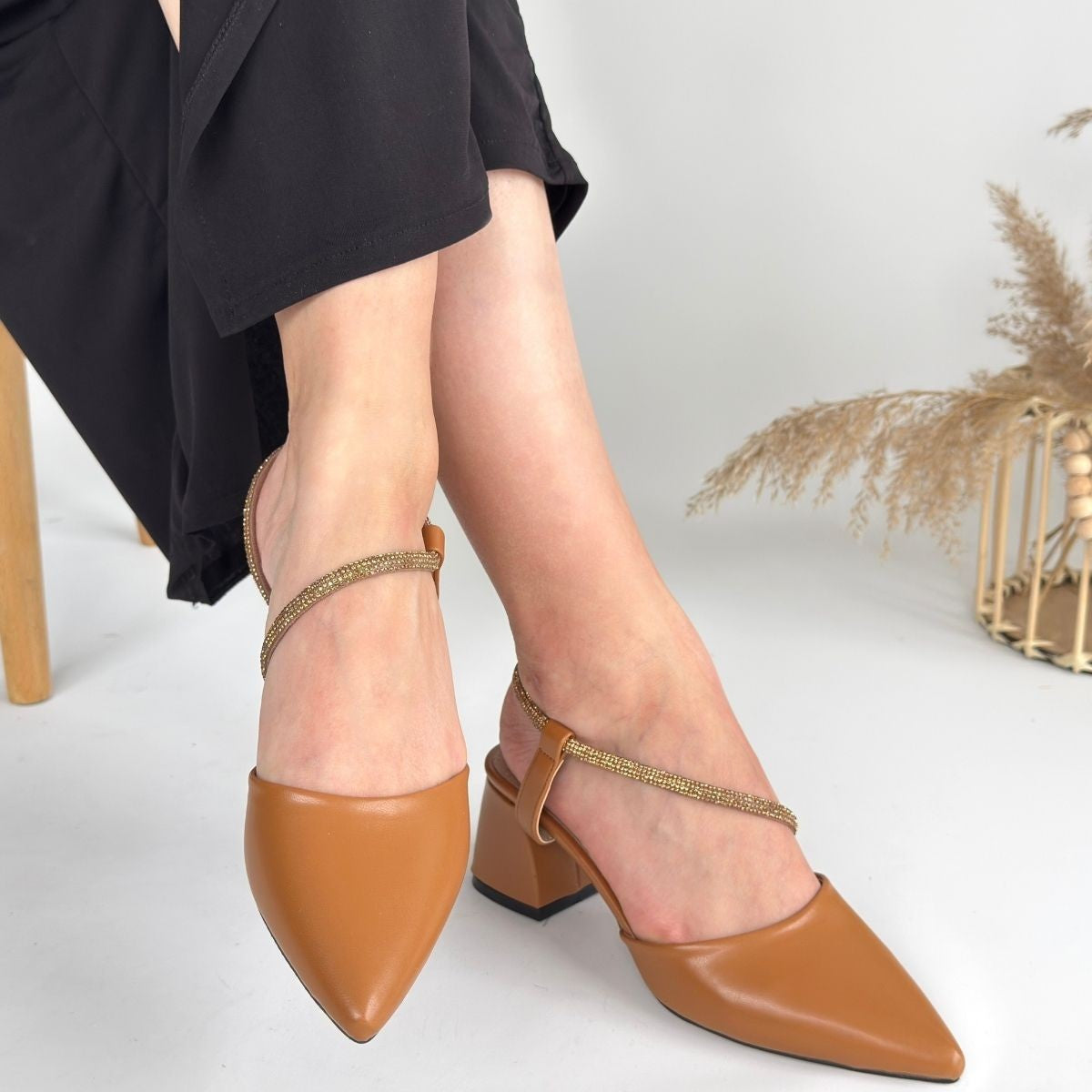 Women's Brown Leather High Heel Shoes - STREETMODE ™
