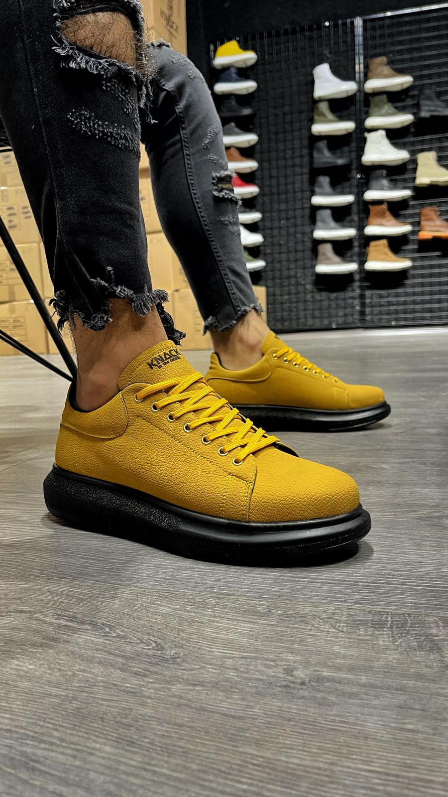 STM Design High Sole Casual Shoes 045 Yellow (Black Sole) - STREETMODE ™