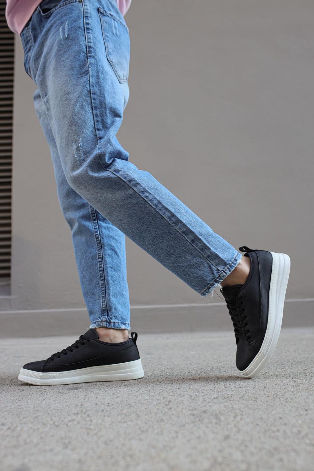 STM Design Sneakers Shoes 010 Black (White Sole) - STREETMODE ™